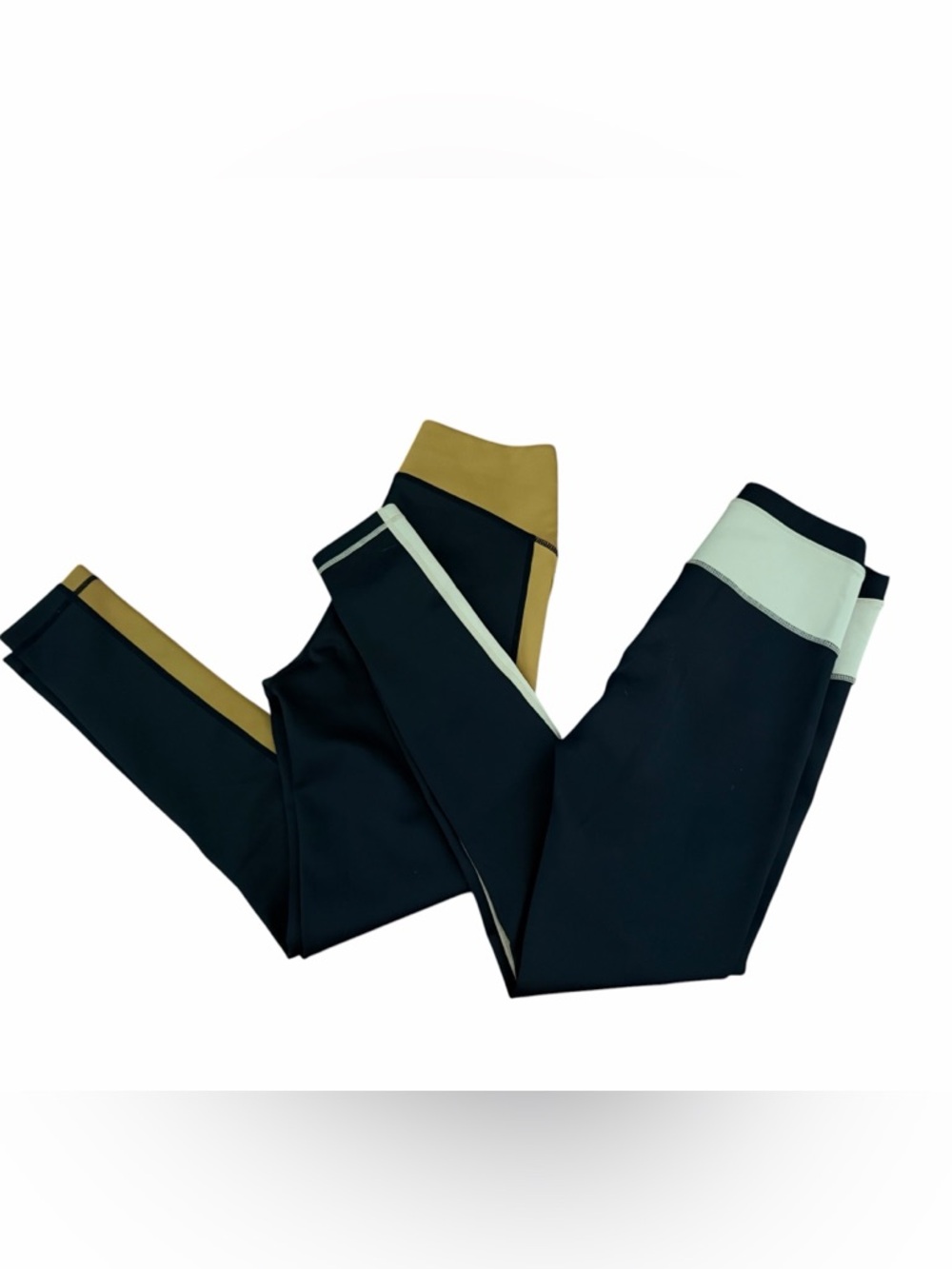 Tan lines Black Colorblock Leggings with Camel & Cream Accents